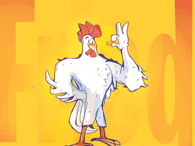 Fried chicken chracter design one pose art character design graphic design