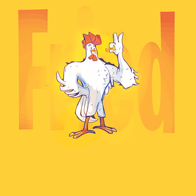 Fried chicken chracter design one pose art character design graphic design