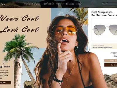 🌴🕶️ This Stunning E-commerce Design for Sunglasses! 🏖️ branding design graphic design landing page sunglass web design sunglass website web template webdesign website template design