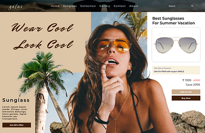 🌴🕶️ This Stunning E-commerce Design for Sunglasses! 🏖️ branding design graphic design landing page sunglass web design sunglass website web template webdesign website template design