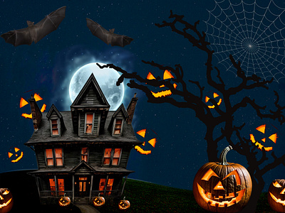 Halloween Image adobe photoshop background removal bats design photo edit photos graphic design halloween image halloween night halloween night image halloween party haunted house photo editing photo manipulation photoshop photoshop expert photoshop image pumpkins