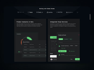 CodeFlow Webflow Website Template - 2 Column Bento Section agency ai bento bento section clean darkmode feature section grid section modern saas ui uiux ux web web design webdesign webflow webflow template website