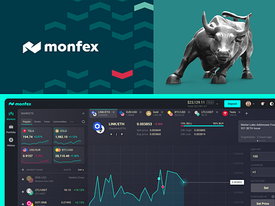 Monfex | Interface of the trading terminal and app crypto design fintech interface tradingplatform ui ux uxui