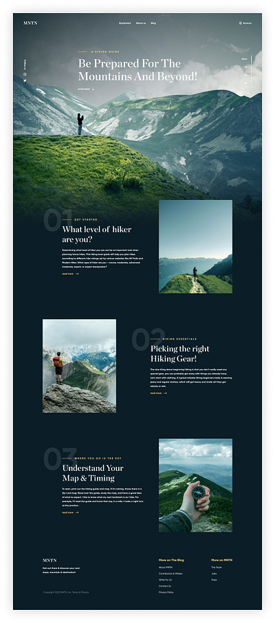 Blog and Hiking Landpage branding design ui ux
