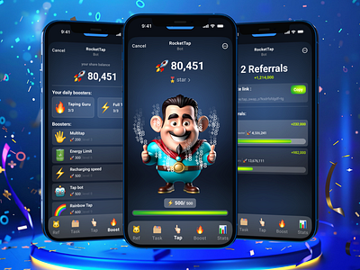 Tap Swap | Tap2Earn | Hamster Kombat | Rocket Tap airdrop app design blum crypto app figma hamster kombat mobile app rocket tap game tap swap tap2earn tapswap telegram telegram app telegram games ui uiux ux