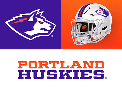 23/32 – Portland Huskies branding design football graphic design huskies illustration logo oregon portland sports sports branding typography wolves