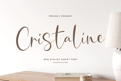 Cristaline - Beautiful Hand Script Font design idea logo lettering