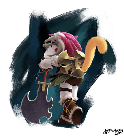 BOTW Barbarian breath of the wild cat cute digital fanart illustration the legend of zelda