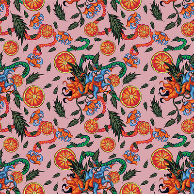 Summer Patterns Design adobe illustrator citrus digital art flowery pattern graphic design illustration pattern design pattern making patterns summer patterns
