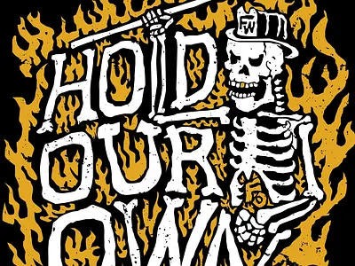 “Hold Our Own” brand and identity fire firefighter illustration skeleton skull yellow