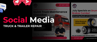 Truck & Trailer Repair - Social Media brandbuilding branding design graphicdesigner illustration instagram posts socialmedia socialmediadesigner vector