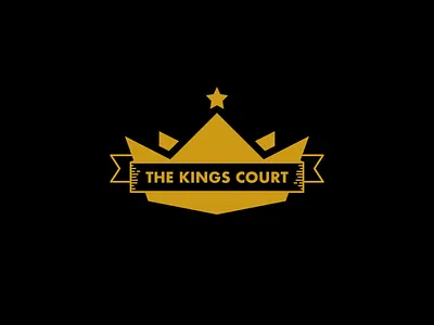 The Kings Court Compact action sports black branding court crown design gold king line art logo ribbon royal sponsorship star swag yellow