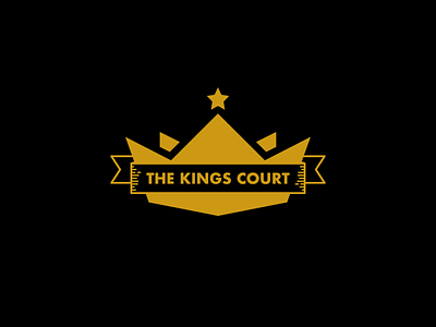 The Kings Court Compact action sports black branding court crown design gold king line art logo ribbon royal sponsorship star swag yellow