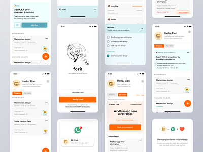 Project management for small organisations light mode mobile app mobile ui orange product design product management project management task management ui