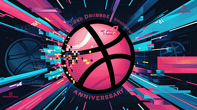 Dribbble 15 aniversary 3d animation dribble dribble 15 dribble 15 aniversary graphic design motion graphics ui