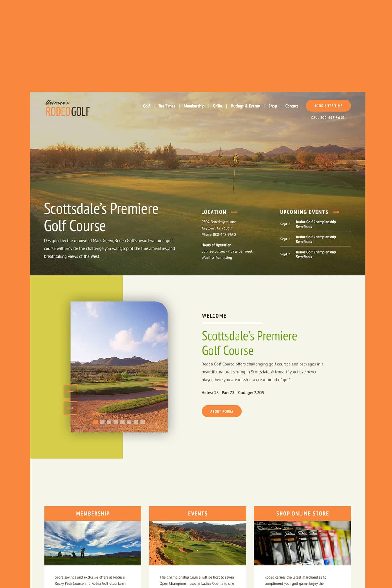 Golf Website Template Design graphic design ui ux web template website design