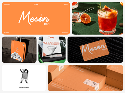 Brand Identity & Design Elements for Meson Restaurant b2b b2c bistro brand branding cafe catering cocktail coffee colors delivery foodie gastro gastronomy italian logo logotype orange restaurant logo usa