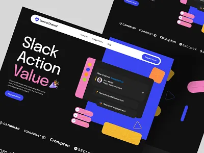 Lumina channel Landing Page branding channel landing page custom template dark mode dark mode website dark web landing page modern template slack channel template ui uiux uxui webdesign
