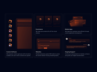 Bento Services - fjorge.com bento dark darkmode design linear ui ux