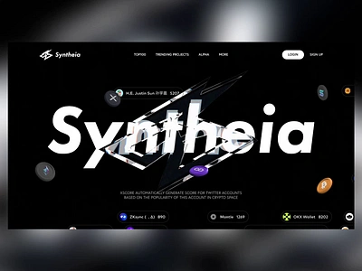 Syntheia - Web3 Crypto X Score Ranking Platform - Landing page animation bitcoin blockchain branding btc crypto design homepage illustration landingpage minimal minimalist nft ui web web3 website