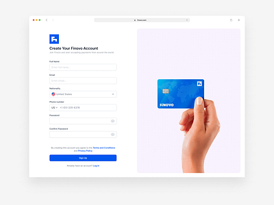 Sign Up Page - Finovo app branding design ui ux web web design