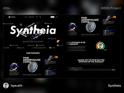 Syntheia - Web3 Crypto X Score Ranking Platform - Landing page bitcoin blockchain branding btc crypto design home homepage illustration landingpage minimal minimalist nft platform ui web web3 website