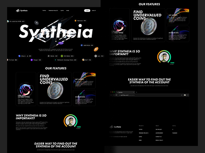 Syntheia - Web3 Crypto X Score Ranking Platform - Landing page bitcoin blockchain branding btc crypto design home homepage illustration landingpage minimal minimalist nft platform ui web web3 website