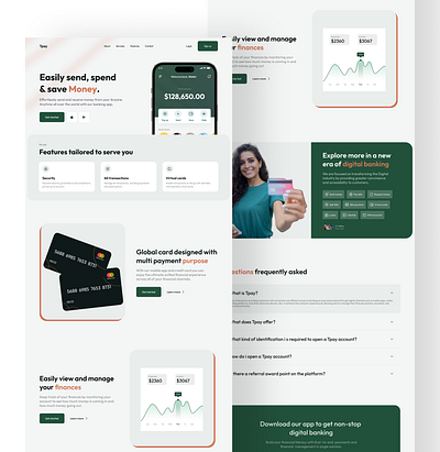 Fintech app landing page ui