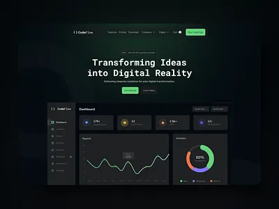 Dark Mode SaaS Homepage Design - CodeFlow Webflow Template dark dark mode darkmode design green hero section homepage saas ui ui design uiux ux web web design webdesign webflow webflow template webflow website website