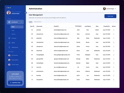 User Management crm data data arrangement design illustration table ui uiux usermanagement
