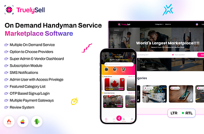 TruelySell - On Demand Handyman Service Marketplace with Apps booking branding ui