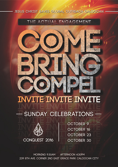 POSTER - Come, Bring and Compel ads advestisement christian church design graphic design illustration poster poster design social media