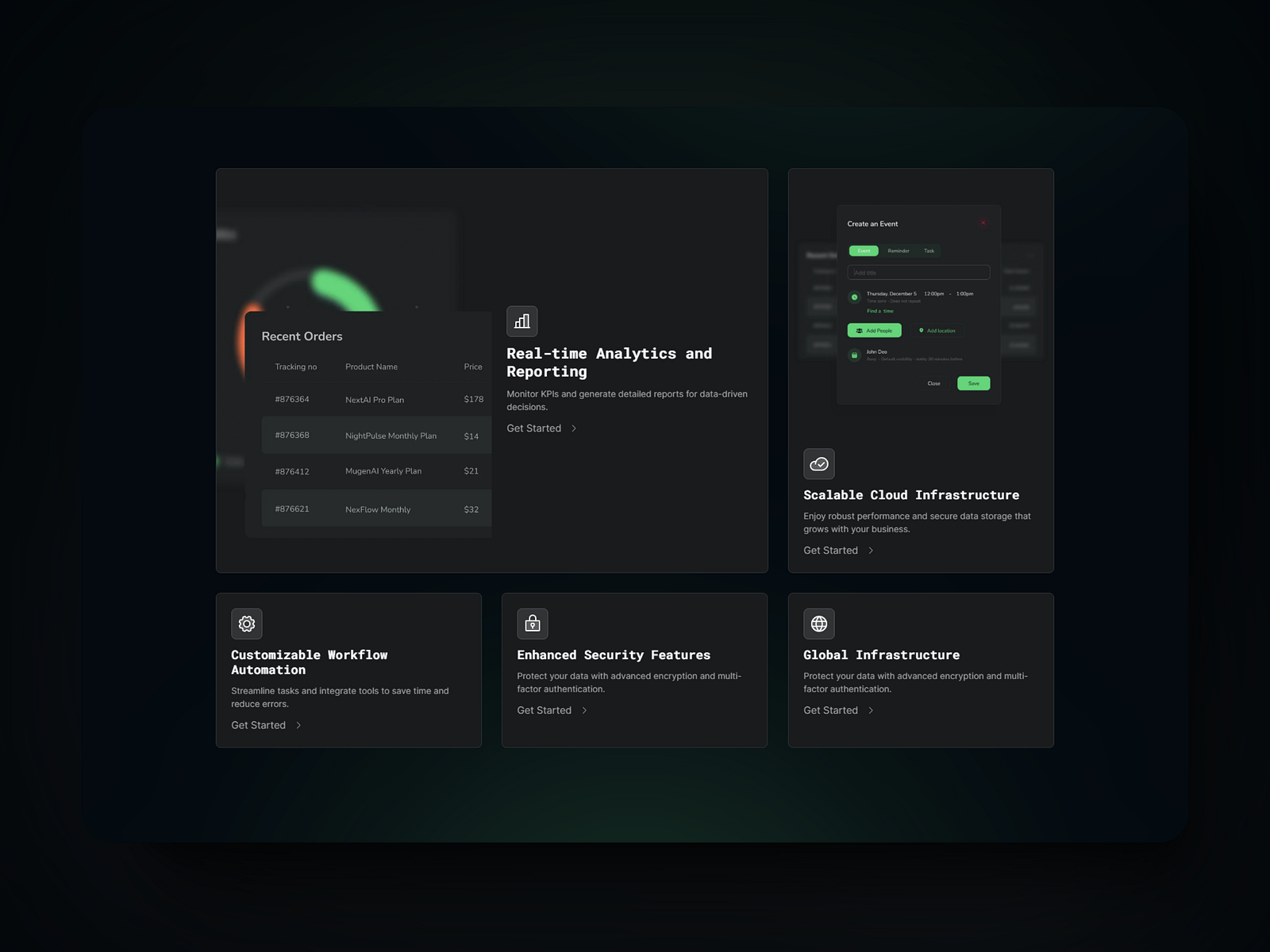 Dark Mode Bento Section - CodeFlow Webflow Website Template by ...