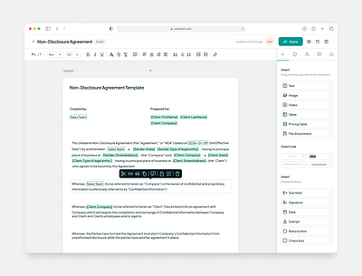 Contracts Editor - UI UX Design aggrement contract dashboard contracts contractsedit dashboard doc document edit saas saasdashboard ui ui design ui ux design user interface