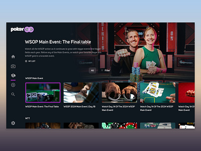 PokerGO on RokuTV appdesigner dailyui designer inspiration streaming tv ui uidesigner ux uxdesigner webdesigner