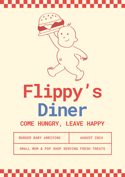 Diner themed baby shower 🍔 branding illustration logo