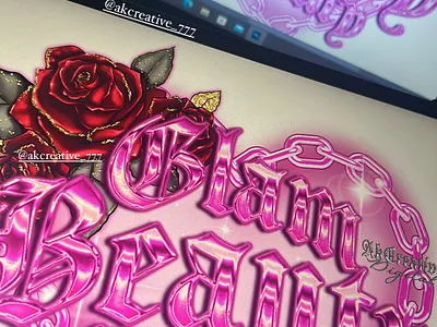 Chrome Airbrush 2000s airbrush art chicana logo photoshop y2k