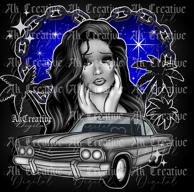 La Sad Girl california chicanoart chola oldies procreateart tattoart y2 k