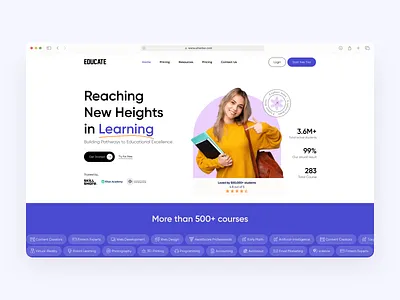 Education | Educate Online branding courses education graphic design learning online saas students teacher ui university website