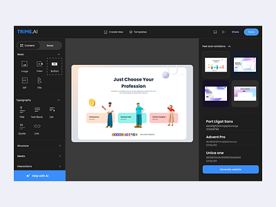 Trime Website builder design graphic builder graphic design graphic generator ui ux website