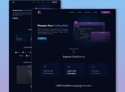 Competitive programming website -Codeforces redesign coding competitive programming gradient modern programming ui website