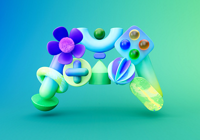 Microsoft Spring Sale Controller 3d abstract balance branding clean concept design flower gaming graphic graphic design illustration marketing microsoft sale spring ui unity vector xbox