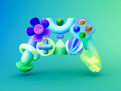 Microsoft Spring Sale Controller 3d abstract balance branding clean concept design flower gaming graphic graphic design illustration marketing microsoft sale spring ui unity vector xbox