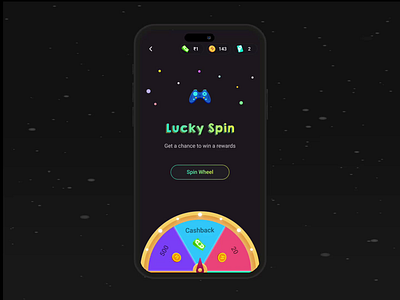 🌀 Spin to Win Big! Introducing the Lucky Spin 🎉 animation app cash dark theme design gaming experience lucky motion design motion graphics rewards spin ui ux
