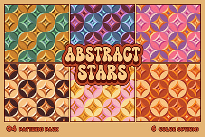 04 Abstract Stars Seamless Patterns pack 1970 70s abstract bandle fabric graphic design groove groovy hippie pattern patterns retro seamless stars textile texture tile tools vintage warm