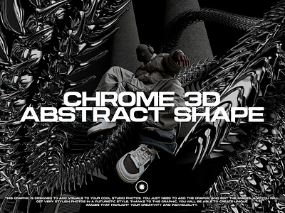 ABSTRACT CHROME 3D SHAPES WITH SPIKE 3d abstract chrome cyber sigilism futuristic graphic design iron metal perspective shape y2k