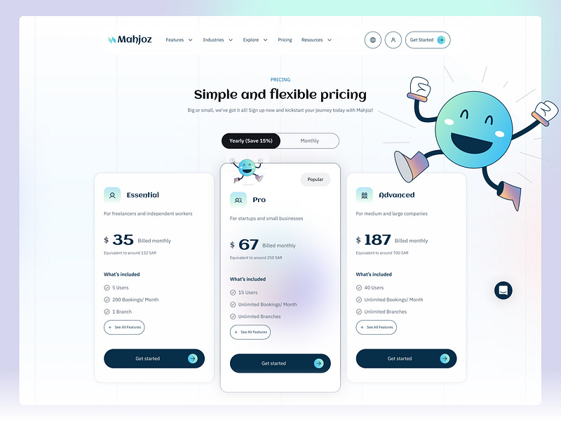Mahjoz - Services Management - Pricing page comparison table design comprehensive pricing overview engaging pricing experience faq integration design faq section design george samuel design interactive pricing page mahjoz pricing page plan comparison uiux pricing card design pricing page navigation pricing page visualization pricing plan features pricing tiers design saas pricing strategy seamless plan selection service management pricing subscription pricing ui transparent pricing design user friendly pricing layout