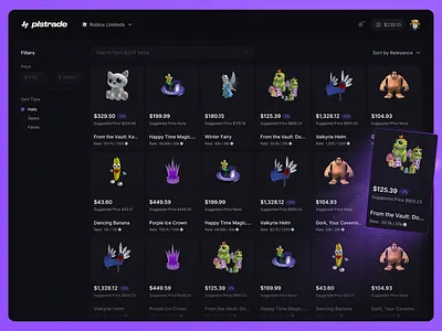 Roblox Trading Platform Store | plstrade Dashboard Shop roblox roblox game roblox skins exchange roblox skins shop roblox trading skins dashboard skins shop trading dashboard ui web design