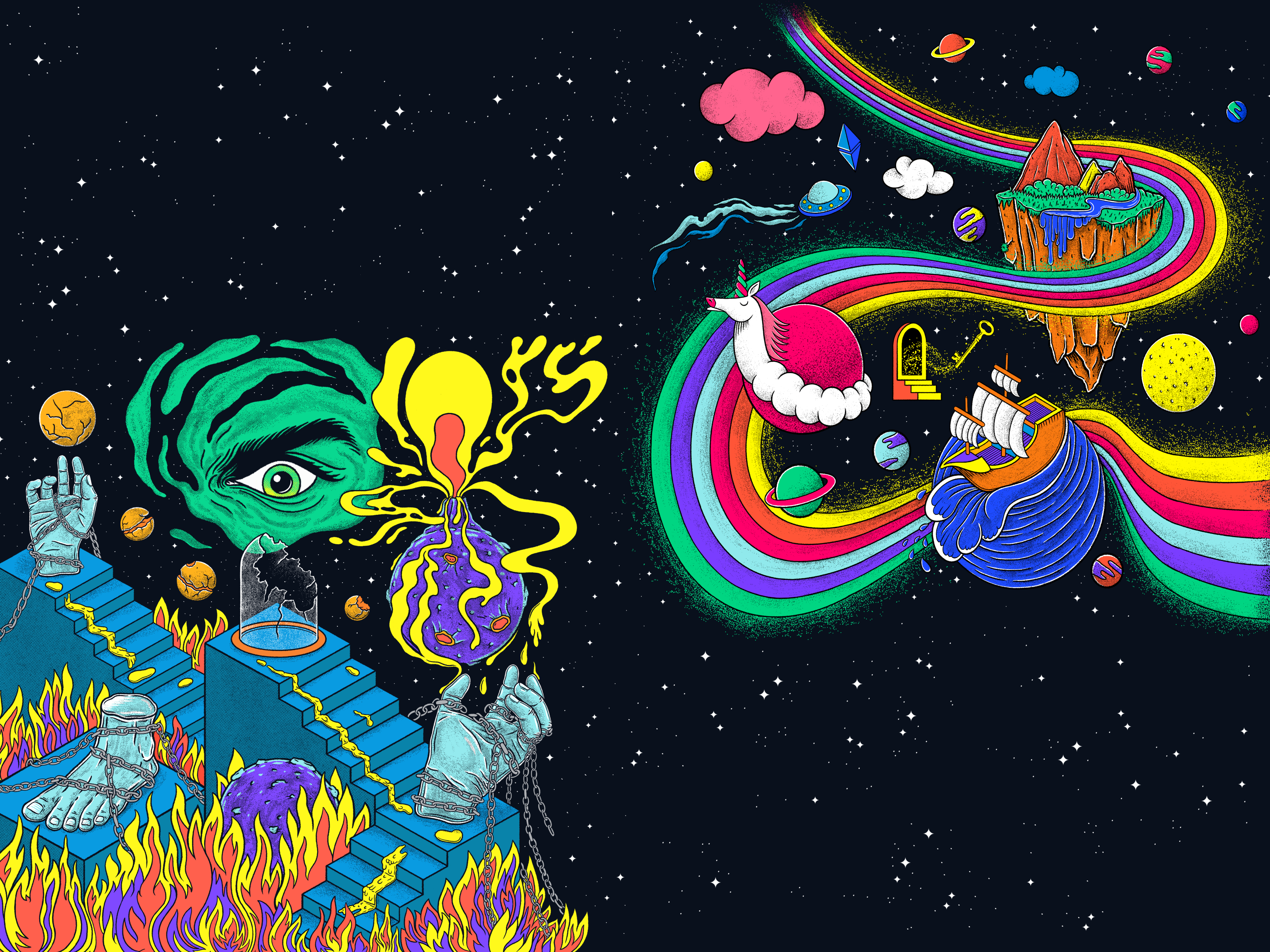 Homepage Banner Illustration app artwork branding colors creative design drawing graphic graphic design handmade illustration line art process procreate product status web3 website