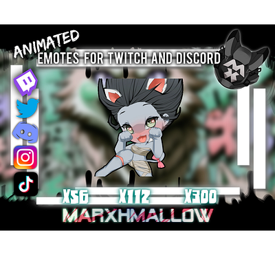 Blushy Kitty Spirit | Animated Twitch & Discord Emote anime girl chibi dead by daylight illustration kawaii kawaii horror kawaii twitch emote neko rin yamaoka the spirit twitch emote